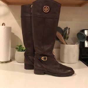 Brown Tory Burch riding boots